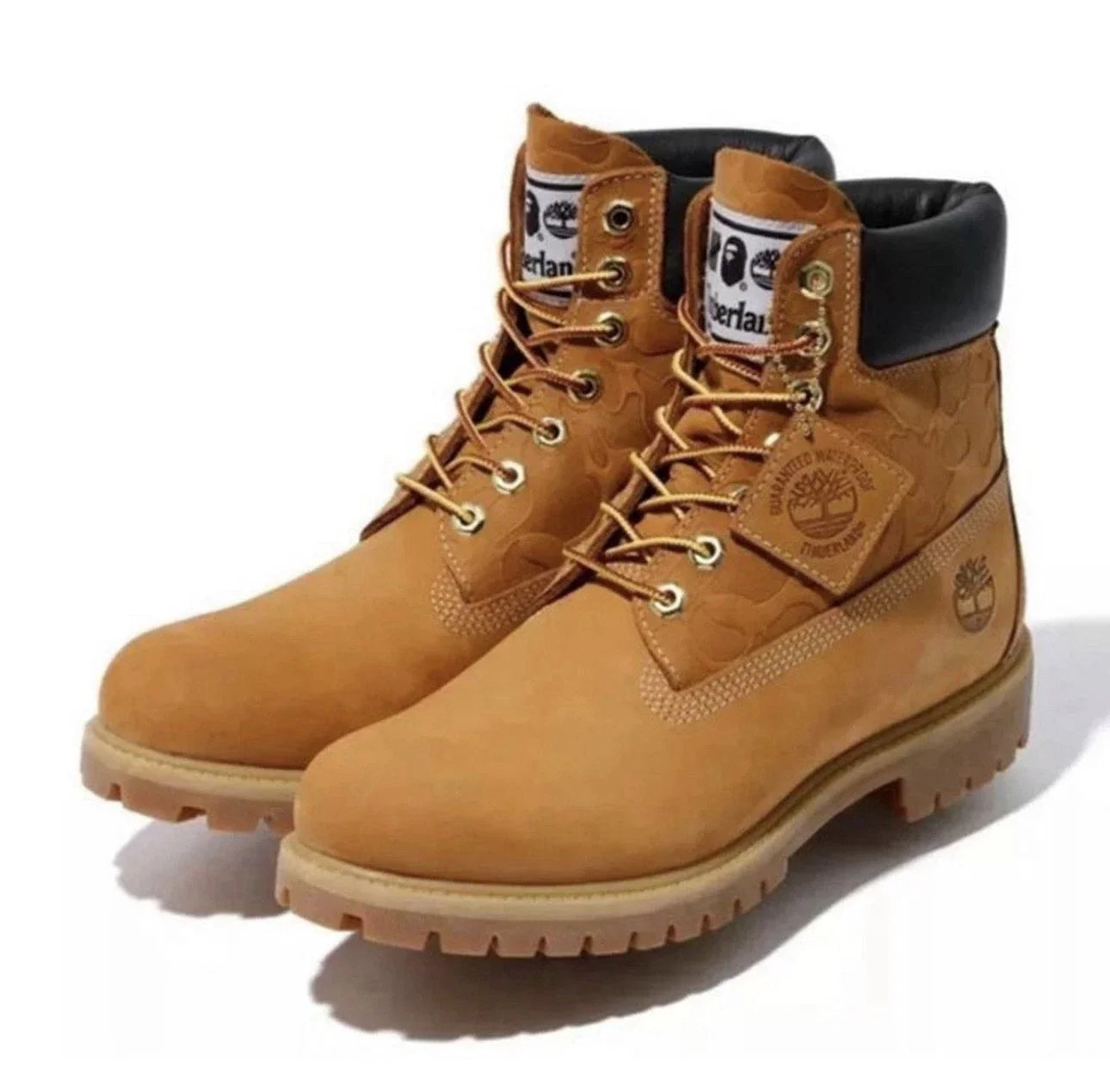 BAPE x Timberland Premium Leather Boots – Camo Streetwear Collaboration Limited Edition