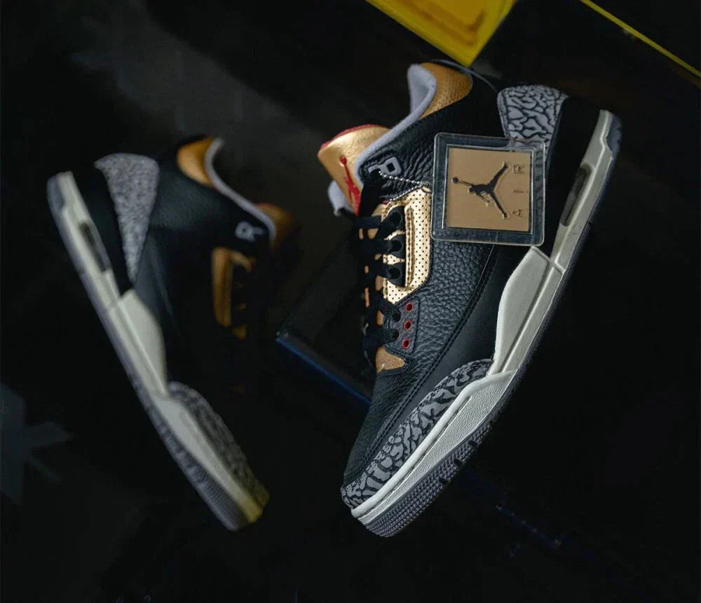 Nike Air Jordan 3 Retro Black Cement Gold – Premium Classic with Luxury Accents