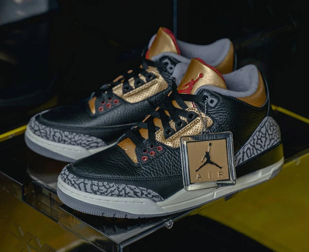 Nike Air Jordan 3 Retro Black Cement Gold – Premium Classic with Luxury Accents