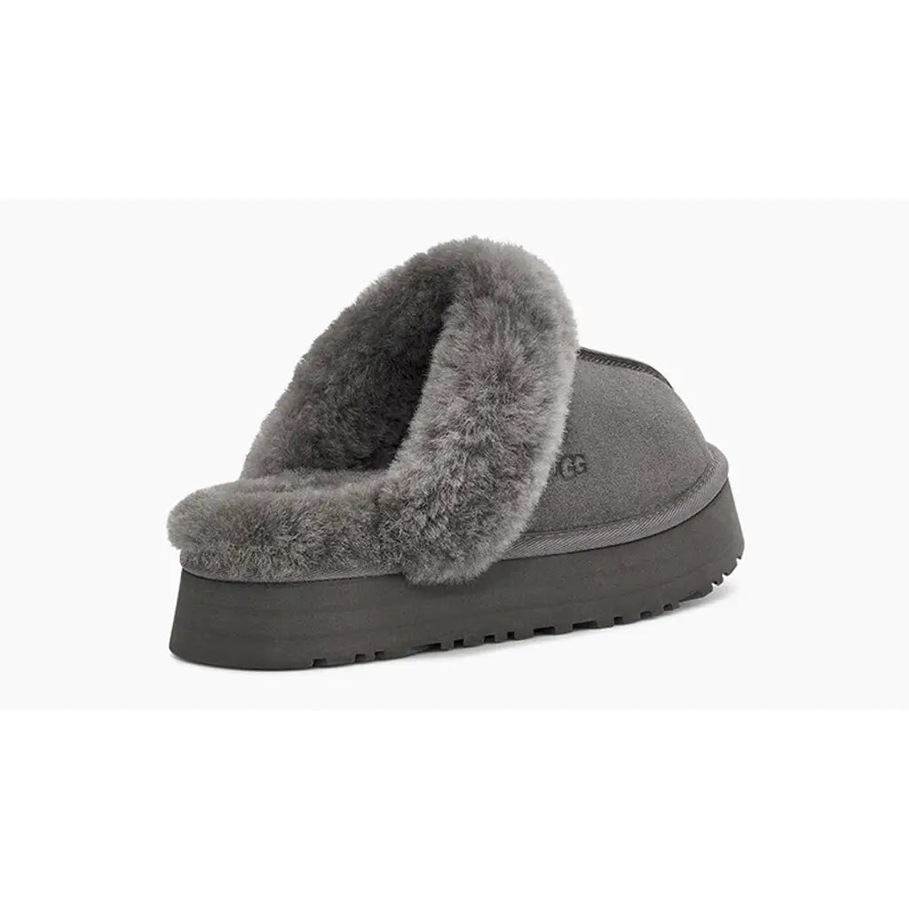 UGG Disquette Slippers Charcoal – Women’s Suede Platform Slip-On Comfort Slippers