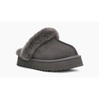UGG Disquette Slippers Charcoal – Women’s Suede Platform Slip-On Comfort Slippers