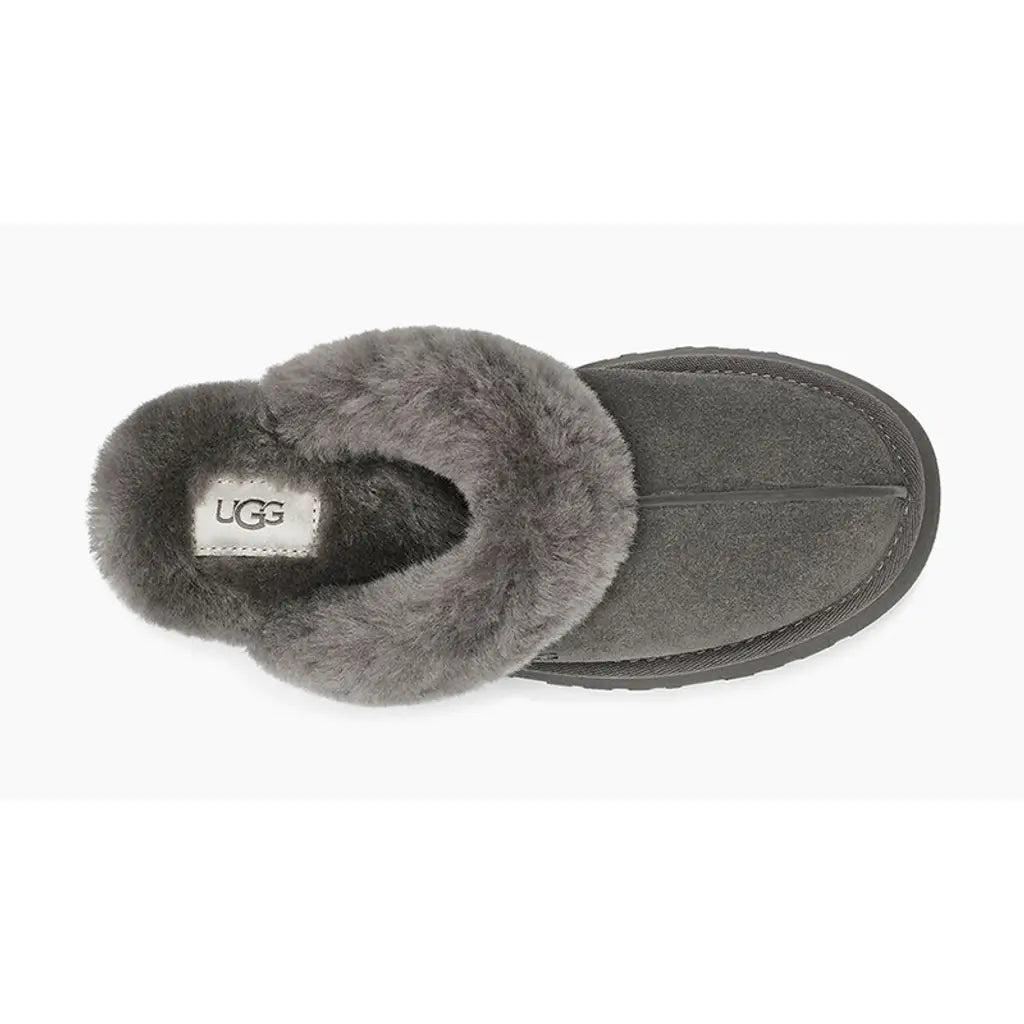 UGG Disquette Slippers Charcoal – Women’s Suede Platform Slip-On Comfort Slippers