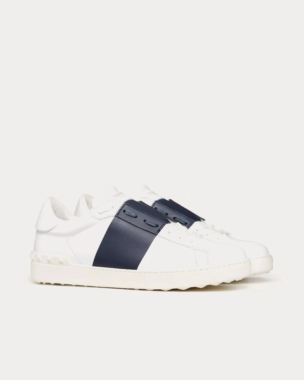 Valentino Open Calfskin ‘White Navy’ Low-Top Sneakers – Luxury Designer Trainers